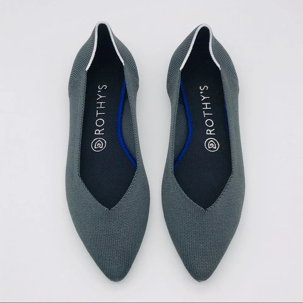 ROTHY’S The Point Pointed Flats EUC - Solid Gray W7.5 - Picture 2 of 9